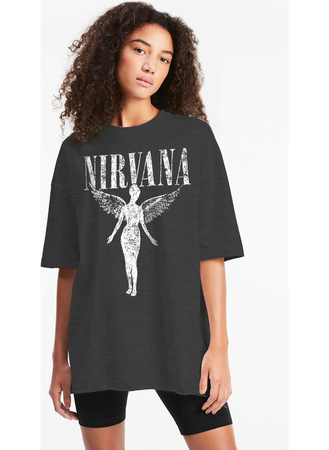 Angel Nirvana Oversize Anthracite Short Sleeve Women's T-Shirt - pzsku/Z2C5C0F40EC517C74928CZ/45/_/1725790875/ddc37d84-ca8a-4ff9-89eb-45cd53179d8d