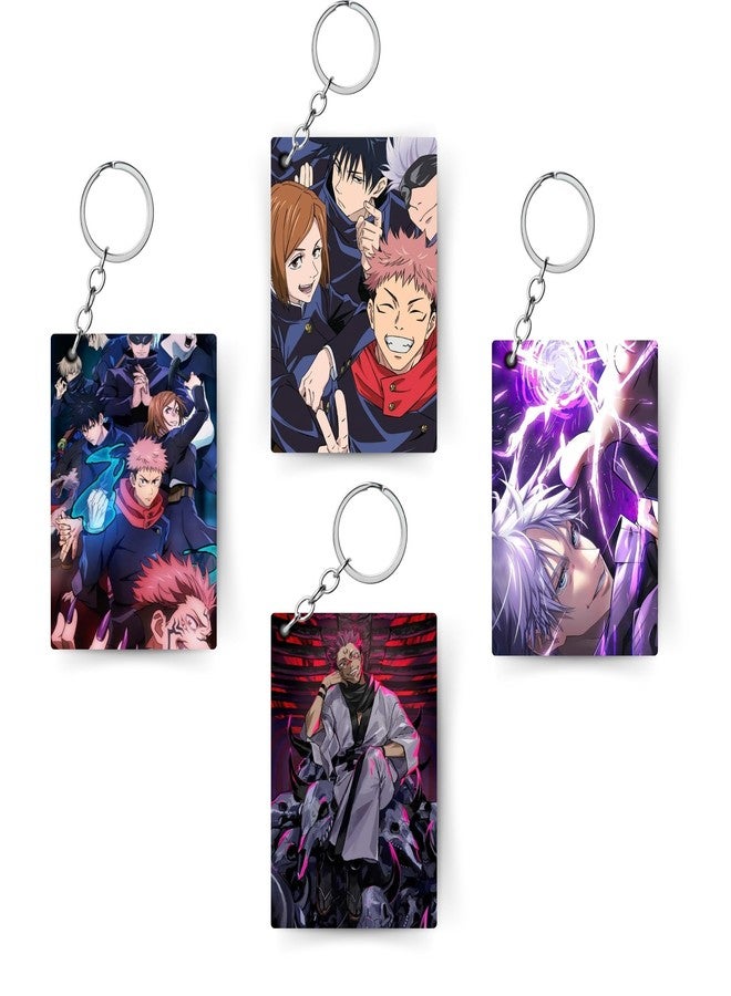 ADRAIL STORE Premium (Pack Of 4) JJK Anime Printed Keychain For Bike, Scooty, Car, Acrylic Keyholder (JJK-10) - Image 2