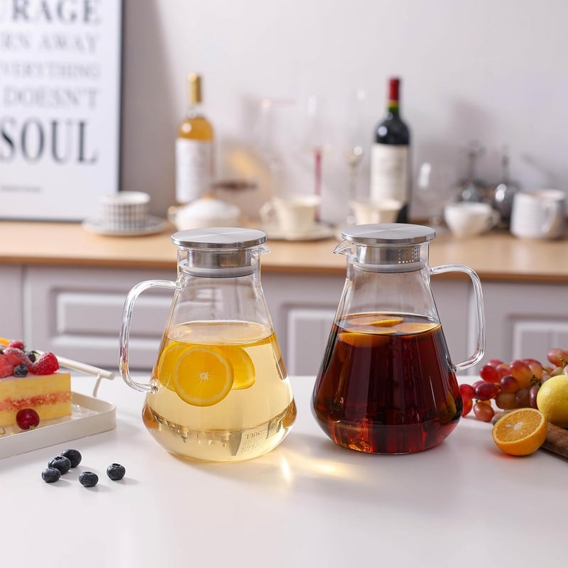 Bellemax Water jug Crystal Clear Glass Pitcher Beverage Dispenser with Pour Spout Shatterproof Catering and Restaurant Serveware for Cold Drinks, Water, Lemonade, Beer, and (Desire 1200 ML Set of 1) - Image 4
