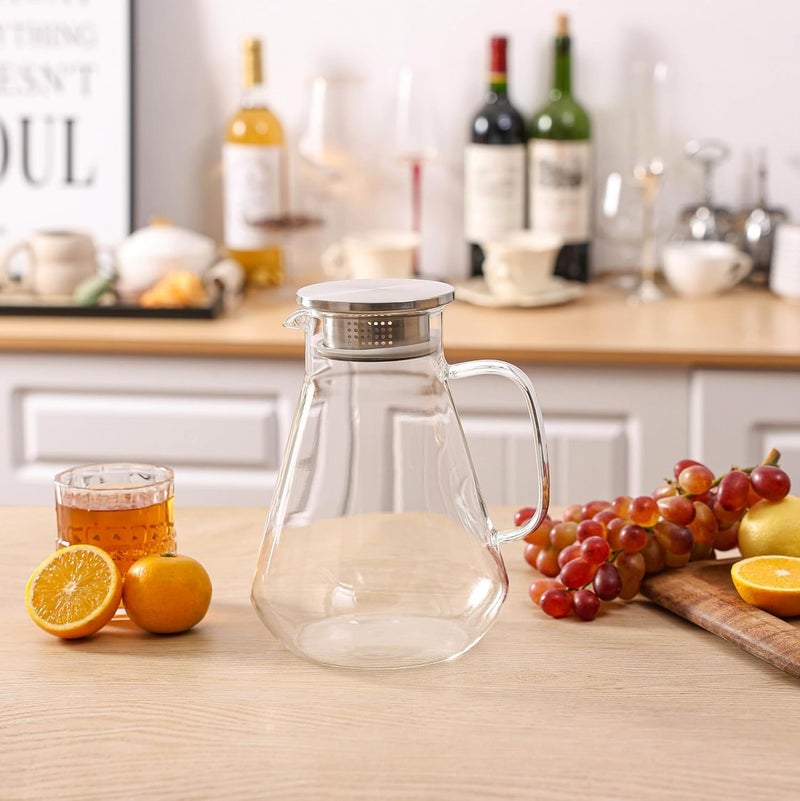 Bellemax Water jug Crystal Clear Glass Pitcher Beverage Dispenser with Pour Spout Shatterproof Catering and Restaurant Serveware for Cold Drinks, Water, Lemonade, Beer, and (Desire 1200 ML Set of 1) - Image 2