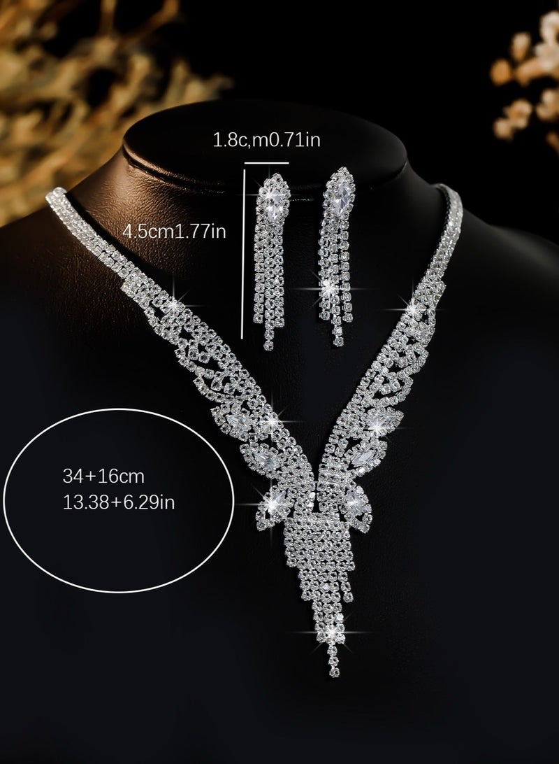 Onchic Vintage Wedding Jewelry Set with Sparkling butterful-Shaped Cubic Zirconia Inlay - Necklace, Earrings  Set in Middle Eastern Style for Weddings, Banquets, and Parties - Image 1