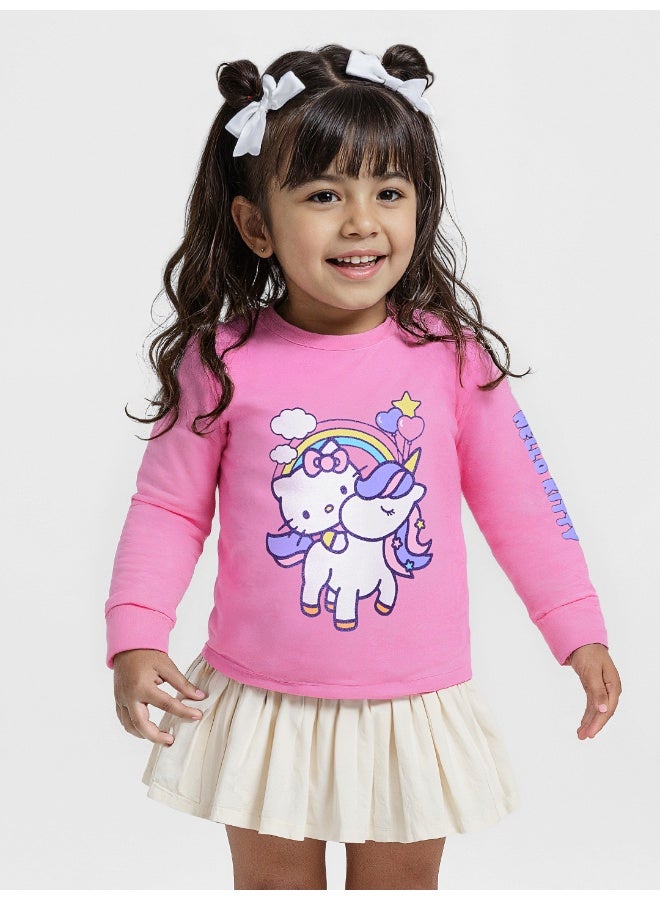 The Souled Store Hello Kitty: Unicorn Full Sleeve T-Shirt & Joggers Set for Kids - Image 1