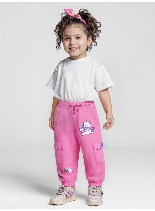 The Souled Store Hello Kitty: Unicorn Full Sleeve T-Shirt & Joggers Set for Kids - Image 2