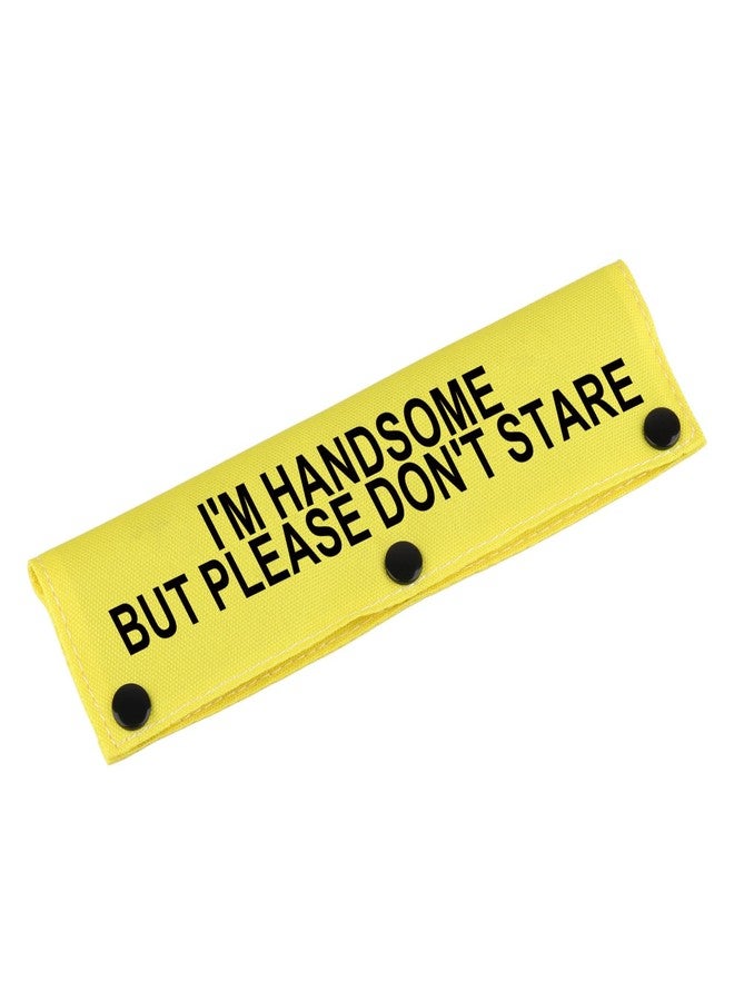 BLUPARK Funny Dog Leash Sleeve I'm Handsome But Please Don't Stare Dog Leash Wrap Sleeve Pet Birthday Gift (I'm Handsome-YE Sleeve) - Image 1