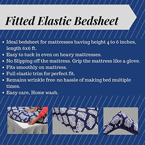 Akshya Cotton Feel Elastic Fitted King Size Bedsheet with 2 Pillow Covers | 160 TC - Image 2