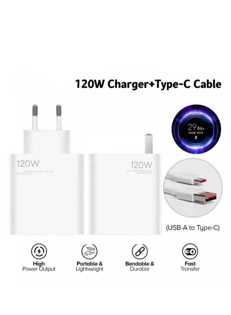 "120W Turbo Fast Charge EU GaN Adapter – Hypercharge for Redmi Note 11/12/13 Pro+ 5G & Mi 14/13/13T, Cable Included" - Image 2