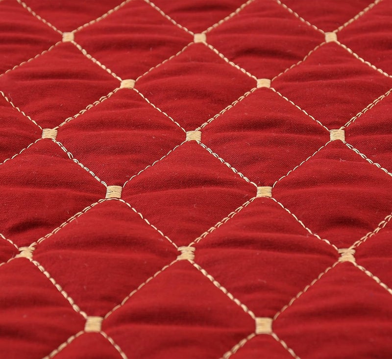 Harbell Home شال سرير مخمل مزخرف 200TC مع أغطية وسائد مطابقة / غطاء مرتبة واقي / شال ملاءات سرير / مجموعة زخرفية لغرف النوم / غرف الفنادق / غرف الضيوف. (مارون) - Image 3