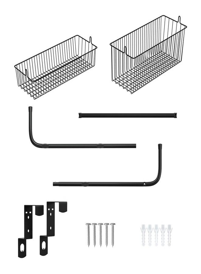 منظم فاخر يُعلق فوق الباب، منظم معدني، سلال شبكية ثلاثية الطبقات تُعلق وتُثبت على الحائط، سهل التركيب، أسود - Image 4