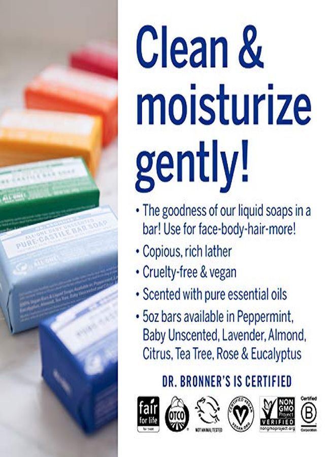 Dr. Bronner?S - Pure-Castile Bar Soap (Almond, 5 Oz, 6-Pack) - Made With Organic Oils, For Face, Body & Hair, Gentle & Moisturizing, Biodegradable, Vegan, Cruelty-Free, Non-Gmo