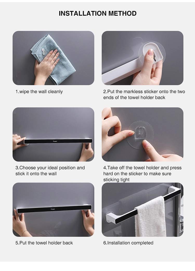 SEMITO Self Adhesive Sticker Series Self Adhesive Kitchen Napkin Towel Holder Rod Bathroom Towel Holder Rack Multicolour Pack of 1(Plastic) - Image 5