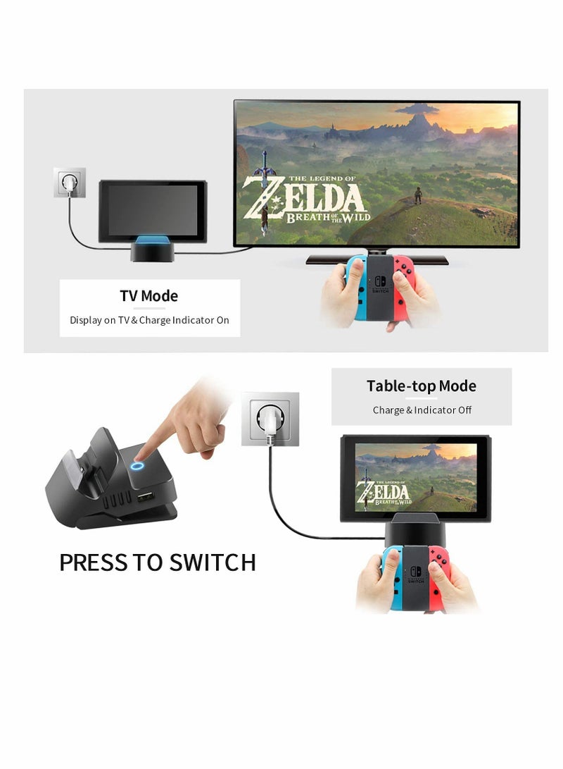 Excefore Switch Charging Dock Portable Compact Switch Replacement Charging TV Dock for Nintendo Switch/Switch OLED USB C Power Input Port USB 3.0 HDMI Port with Cooling Structure DesignHDMI Video Converter - Image 2