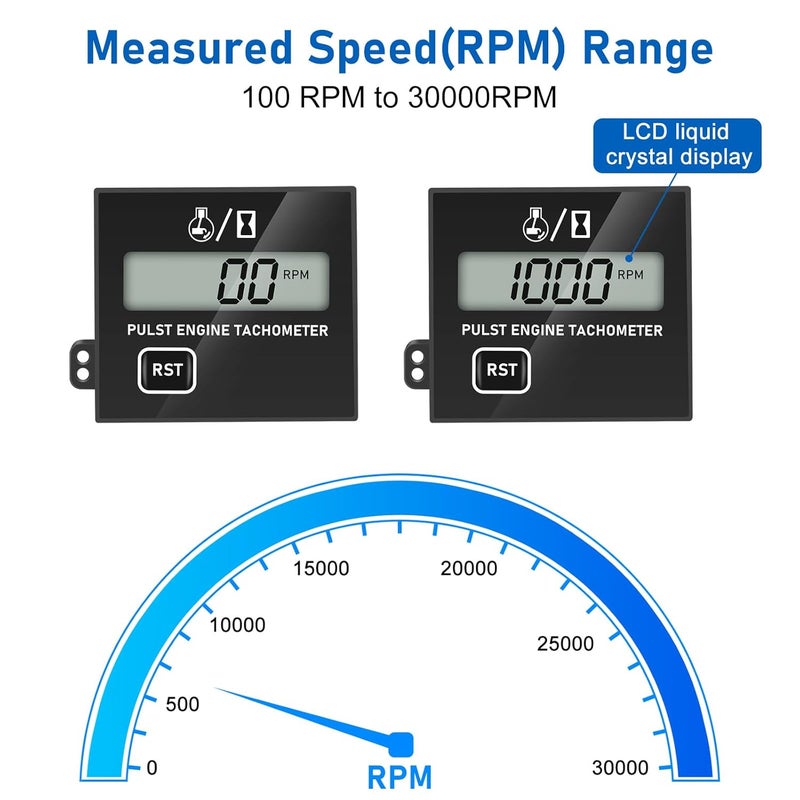 Linkstyle Small Engine Tachometer - RPM Display for 2 Stroke & 4 Stroke Engines - Image 2