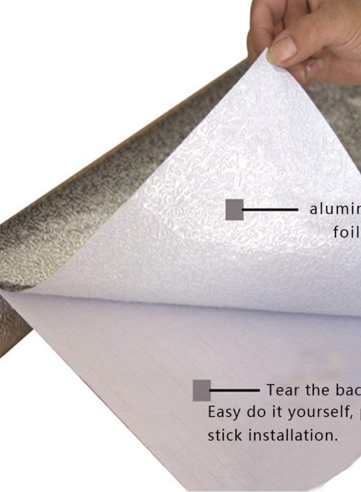 FEELING MALL Feeling mall 2.5 m Aluminum Foil Self Adhesive DIY Kitchen Anti Oil Contact Paper Peel Stick Wall Stickers Waterproof Wallpaper Decal Stove Cabinets...  - Image 5