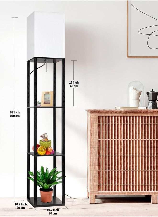 DIDA Floor Lamp with Shelves, Modern Square Standing Lamp with 3 Color Temperature Bulb, Corner Display Bookshelf Lamp for Living Room and Bedroom Black  - Image 2
