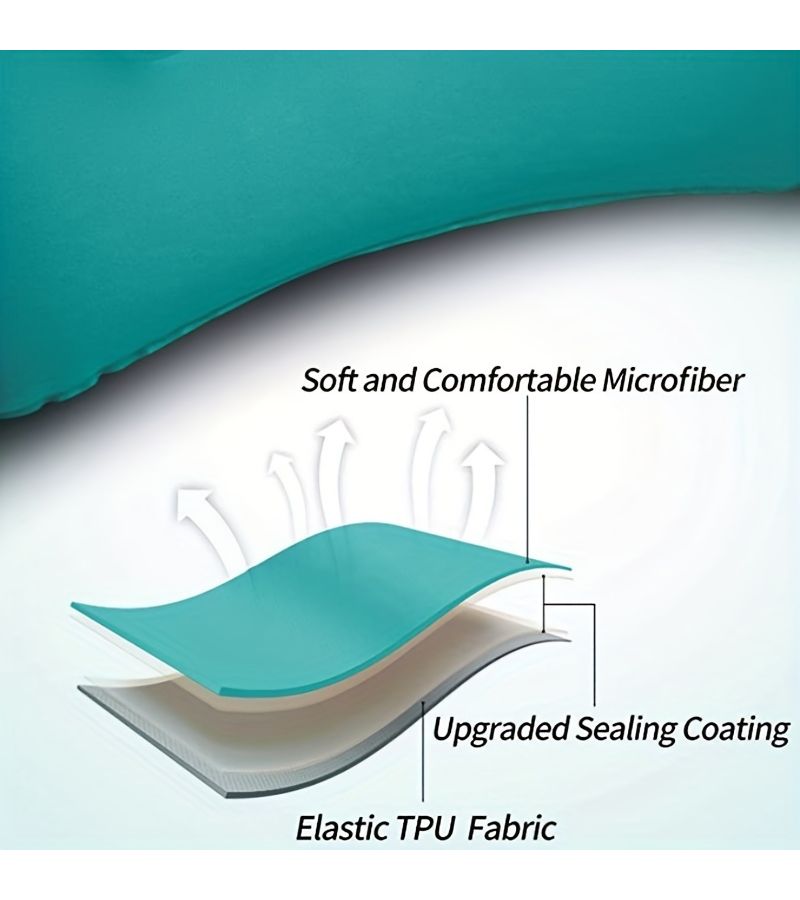 Grey Foldable Travel Inflatable Pillow Portable Press Type For Home Work Camping - Image 5