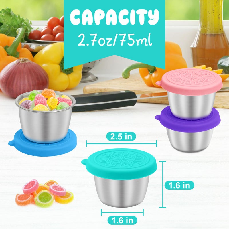 LIEMAND 6x2.7 oz Salad Dressing Container to Go, Leakproof Reusable Stainless Steel small container with lid,Sauce Containers for Lunch box,Picnics,Travel,Office and Meal Prep - Image 2
