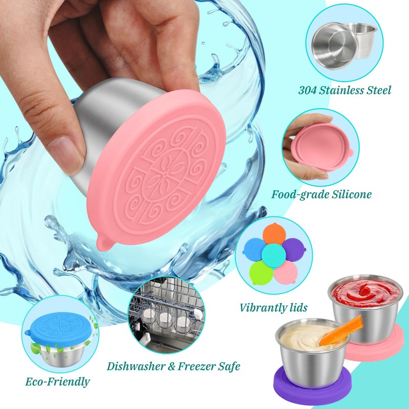 LIEMAND 6x2.7 oz Salad Dressing Container to Go, Leakproof Reusable Stainless Steel small container with lid,Sauce Containers for Lunch box,Picnics,Travel,Office and Meal Prep - Image 5
