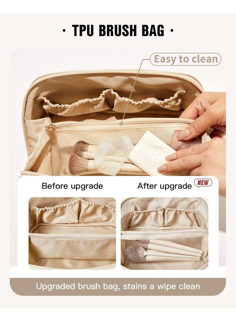 Travel makeup bag, large capacity cosmetic bag for women, lightweight, waterproof, open and flat toiletry organizer, 23 x 10 x 11 cm, travel accessory - Image 4