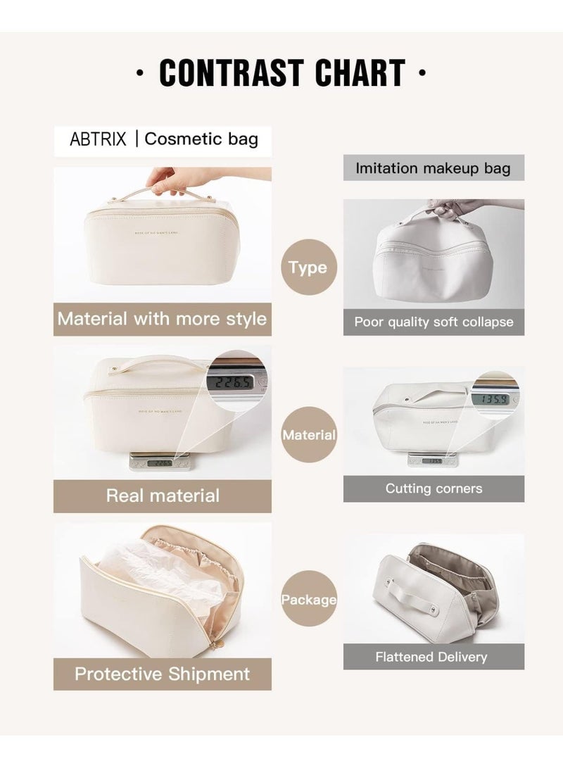 Travel makeup bag, large capacity cosmetic bag for women, lightweight, waterproof, open and flat toiletry organizer, 23 x 10 x 11 cm, travel accessory - Image 3
