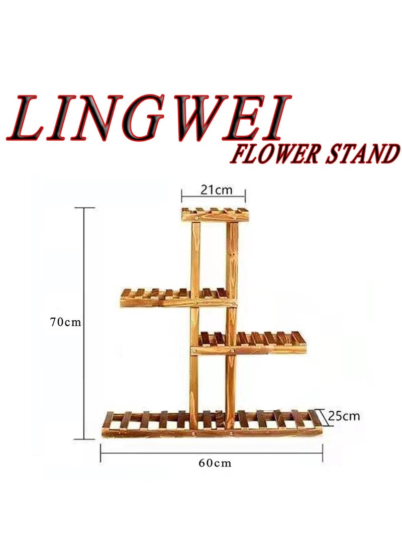 LINGWEI Multi Tier Plant Stand Flower Pots Stand Solid Wooden Plant Flower Pots Display Stand Plant Holder Shelves Multiple Flower Pot Holder Display Shelf For Home Patio Garden  - Image 4