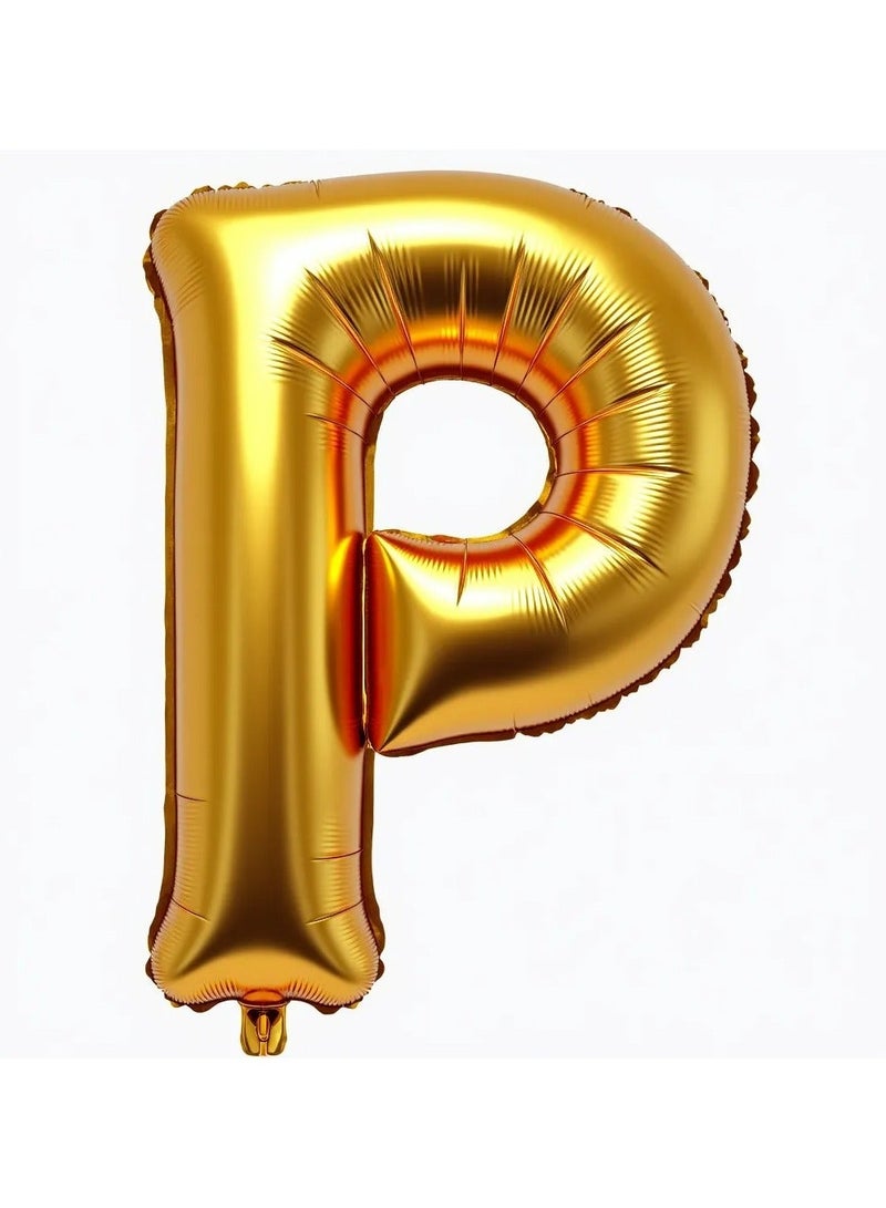 بالون حرف "P" باللون الذهبي لحفلات اعياد الميلاد والتخرج وجميع المناسبات - Image 1