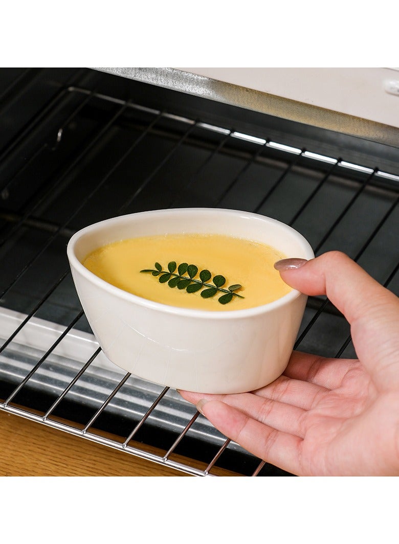 عام **طقم أطباق تبخير خزفية على شكل مروحة - 3 قطع مع أغطية وحامل من الفولاذ المقاوم للصدأ للكاسترد والوجبات الجانبية** - Image 4