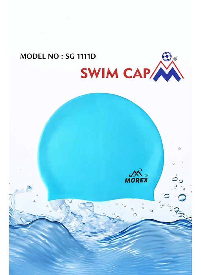 ELAN Morex Premium Silicone Swim Cap - Blue - High-Elasticity Waterproof Swimming Cap for Adults & Youth, Snug Fit for Long & Short Hair, Professional Racing & Swim Cap - Image 1