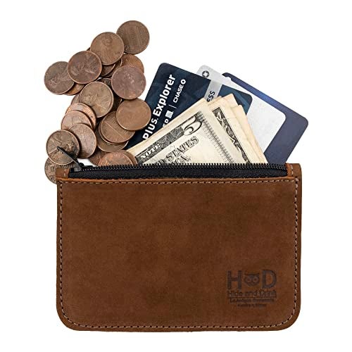 Hide & Drink, Zippered Wallet, Card Case, Folded Bills Storage, Coin Organizer, Travel Accessories, Full Grain Leather, Handmade, Swayze Suede - Image 4