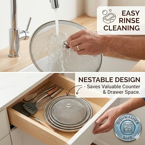 FINALITY Stainless Steel Food Cover/Milk Cover Jali/Steel Jali/Multipurpose Net Lid Set of 4, Silver Color - Image 5