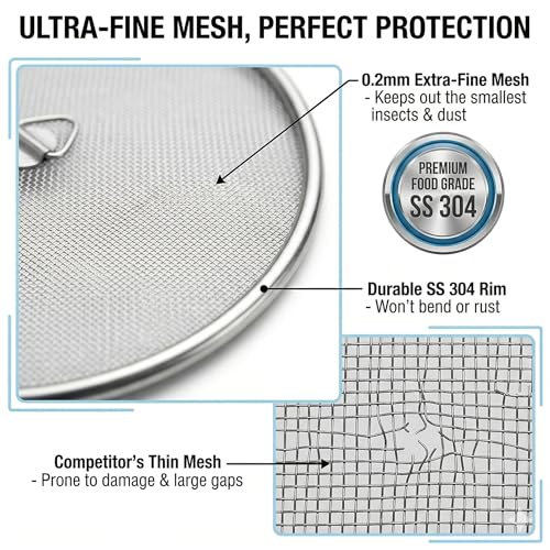 FINALITY Stainless Steel Food Cover/Milk Cover Jali/Steel Jali/Multipurpose Net Lid Set of 4, Silver Color - Image 2