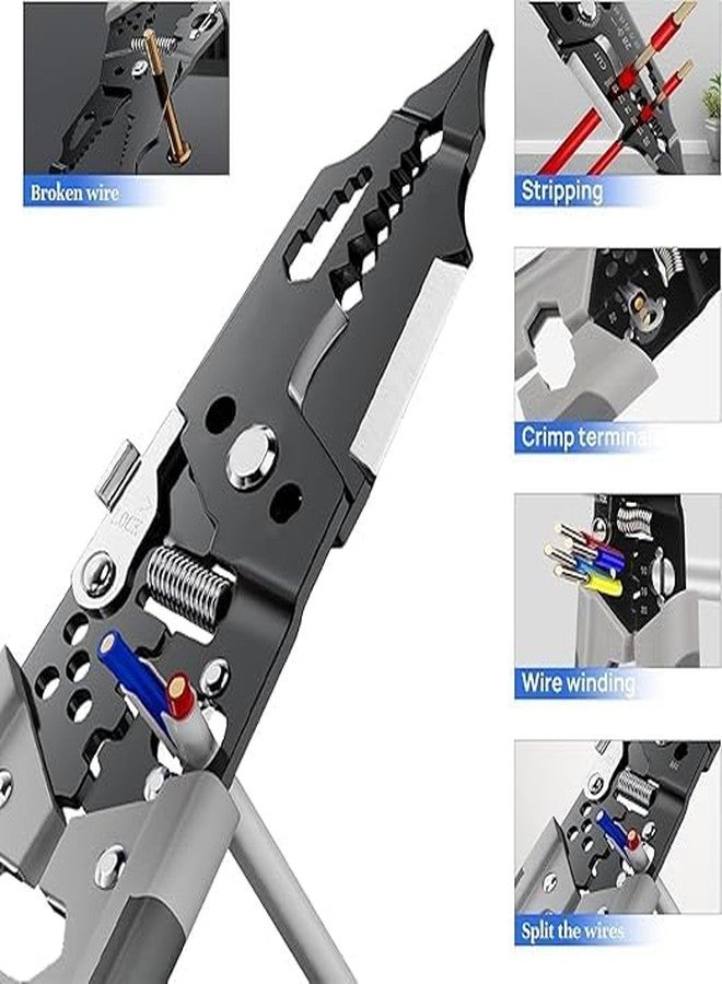 TRIONZZAWire Stripper and Cutter Pliers Tools For Electricians 9 in 1 Multifunctional Wire and Cable Stripping, Cutting, Winding, Crimping Precision Stainless Stee Hand Tool - Image 4