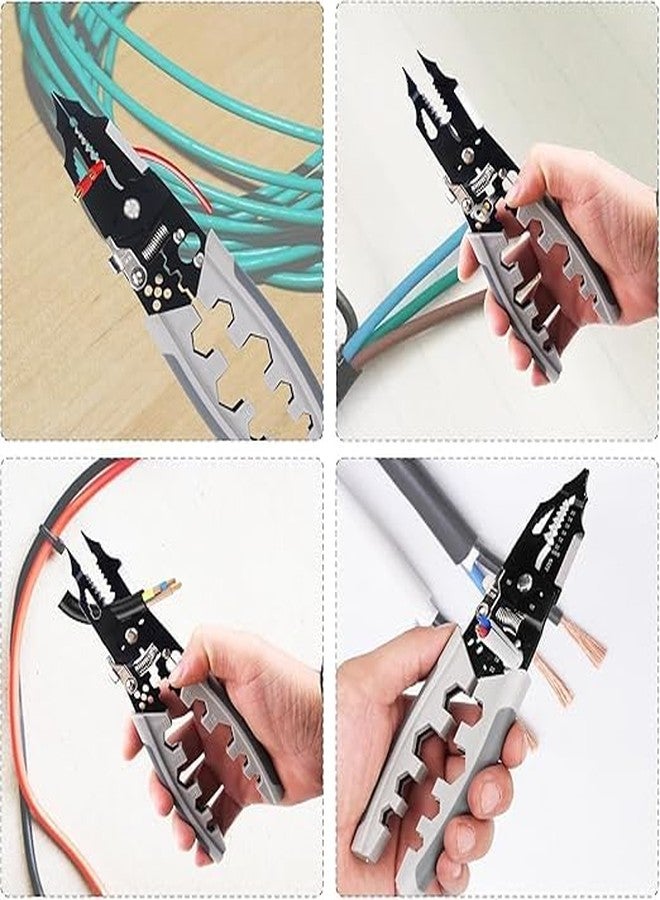TRIONZZAWire Stripper and Cutter Pliers Tools For Electricians 9 in 1 Multifunctional Wire and Cable Stripping, Cutting, Winding, Crimping Precision Stainless Stee Hand Tool - Image 5