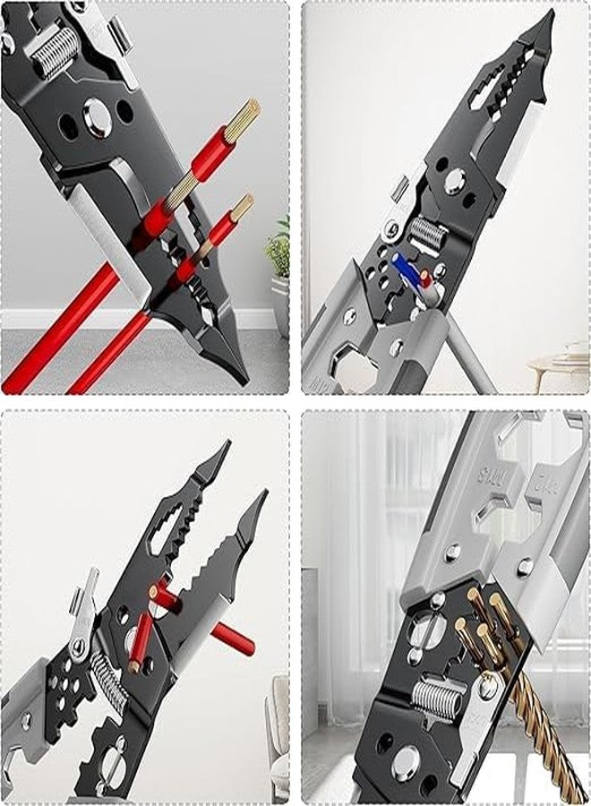 TRIONZZAWire Stripper and Cutter Pliers Tools For Electricians 9 in 1 Multifunctional Wire and Cable Stripping, Cutting, Winding, Crimping Precision Stainless Stee Hand Tool - Image 2