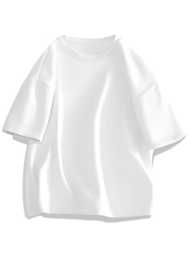 GENIOLAMODE Men'S Short Sleeve T-Shirt Solid Color Loose Fit Casual Pure Cotton Five-Point Sleeve Summer Comfortable T-Shirt - Image 2