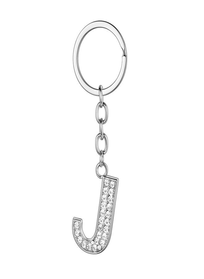 BESPMOSP A-Z Initials Letter Keychain Best Friend Gift Keychains for Women Shiny Crystal Keyring Birthday Gifts (J) - Image 1