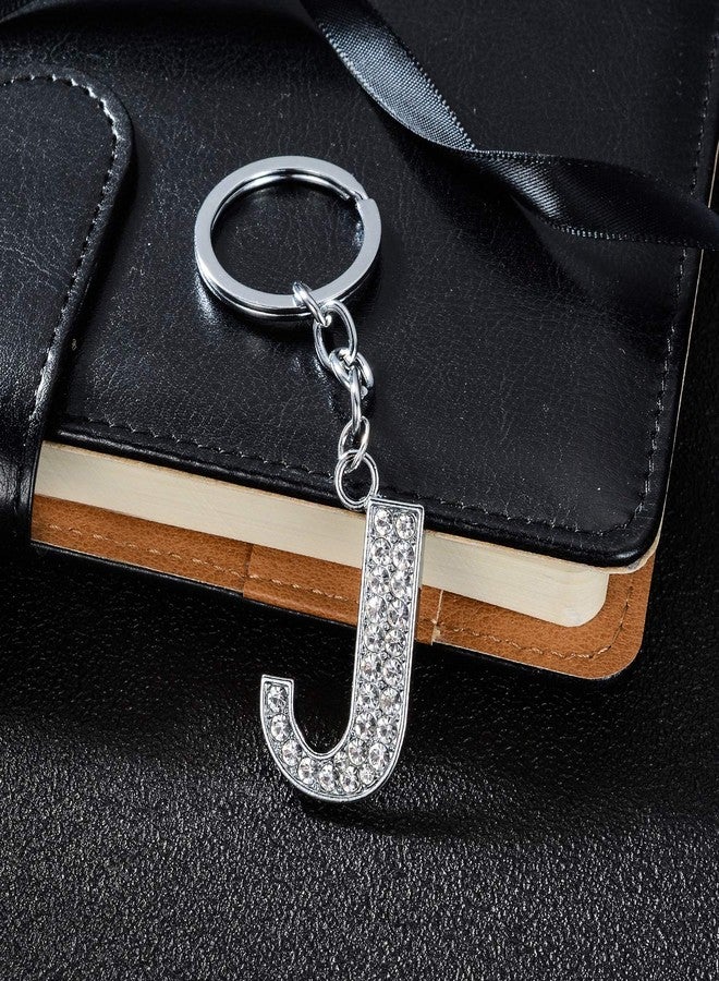BESPMOSP A-Z Initials Letter Keychain Best Friend Gift Keychains for Women Shiny Crystal Keyring Birthday Gifts (J) - Image 3