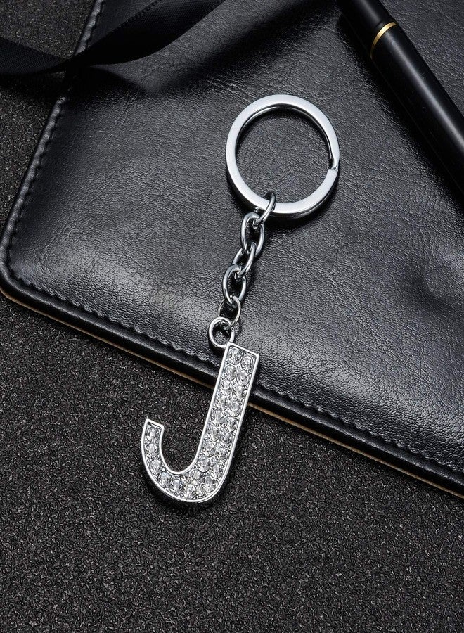 BESPMOSP A-Z Initials Letter Keychain Best Friend Gift Keychains for Women Shiny Crystal Keyring Birthday Gifts (J) - Image 2
