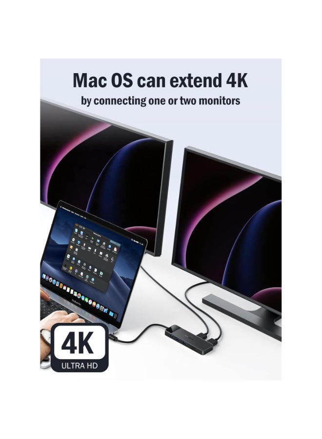 ليموريلي محطة إرساء USB-C لأجهزة الكمبيوتر المحمولة، محول شاشات ثلاثية 10 في 1 مع منفذي HDMI بدقة 4K، ومنفذ VGA بدقة 1080P، و3 منافذ USB 3.0/2.0، ومنفذ TF/SD 2.0، ومنفذ صوت 3.5 ملم، وشحن سريع بقدرة 100 واط، لأجهزة MacBook وHP وDell وLenovo وSurface - Image 2