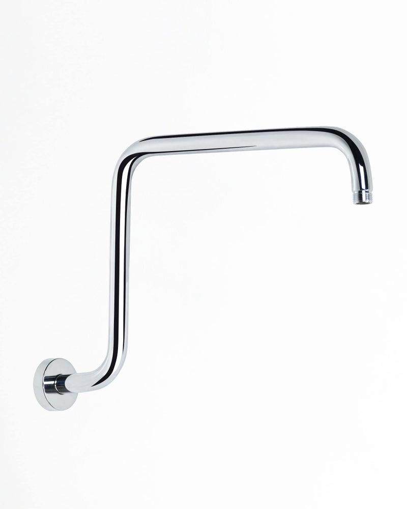 PHASAT S Shaped Shower Arm with Flange,High Rise Shower Head Extension Arm Chrome,PU9D02 - Image 1