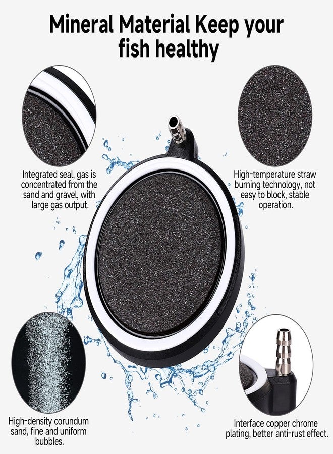 hygger Air Stone for Aquarium: Quiet High Dissolved Oxygen Diffuser Kit for Freshwater or Saltwater Fish Tank and Hydroponic Air Pump-Disc 2 x 2 Inch Air Bubble Stone 2 Packs - Image 2