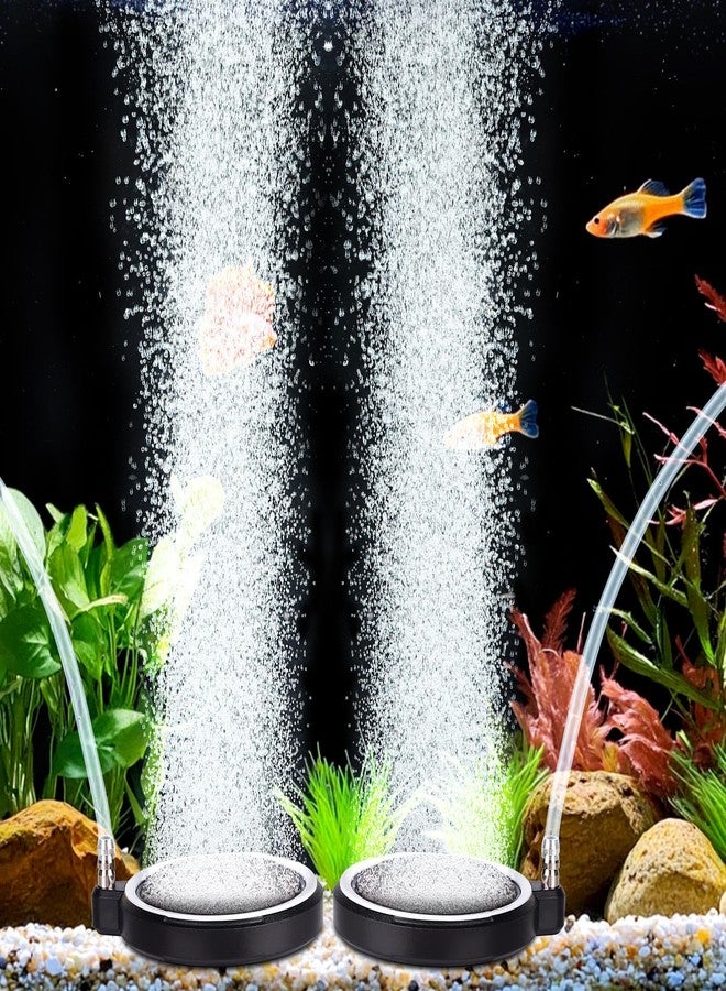 hygger Air Stone for Aquarium: Quiet High Dissolved Oxygen Diffuser Kit for Freshwater or Saltwater Fish Tank and Hydroponic Air Pump-Disc 2 x 2 Inch Air Bubble Stone 2 Packs - Image 1