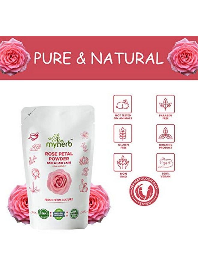 myherb Pure & Natural 100% Organic Double Filtered Rose Petal(Rosa Centifolia)Powder;;Ayurvedic Formula Powder;;For Skin Face Pack Mask For Fairnesstanning&Glowing Skin ;; For Man & Women 227 Gm  - Image 3