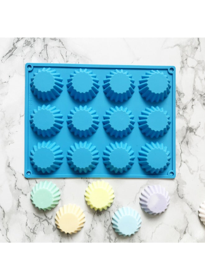 Silicone 12 Mafen Cup 142 Chocolate DIY Cake Ice Cube Biscuit Pastry Handmade Baking Mold-Color:Blue - Image 1