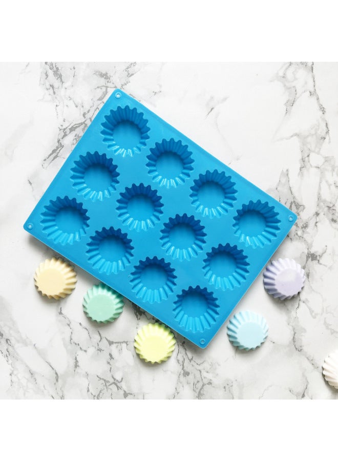 Silicone 12 Mafen Cup 142 Chocolate DIY Cake Ice Cube Biscuit Pastry Handmade Baking Mold-Color:Blue - Image 3