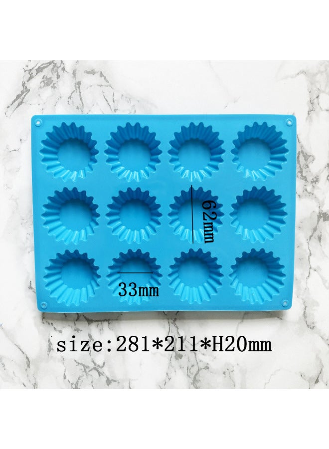 Silicone 12 Mafen Cup 142 Chocolate DIY Cake Ice Cube Biscuit Pastry Handmade Baking Mold-Color:Blue - Image 2