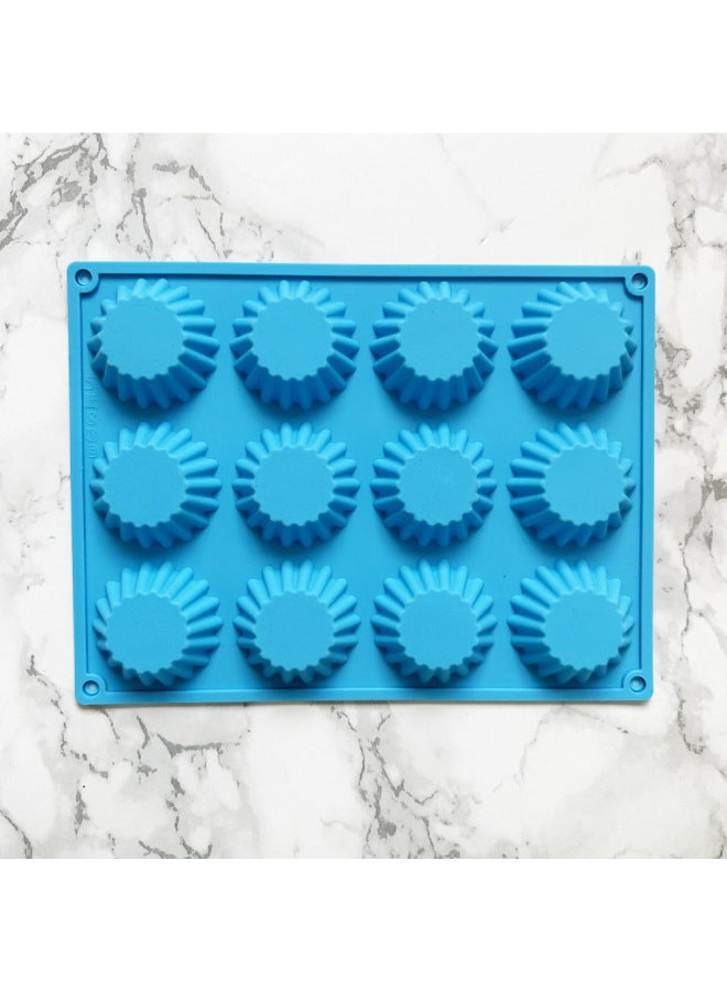 Silicone 12 Mafen Cup 142 Chocolate DIY Cake Ice Cube Biscuit Pastry Handmade Baking Mold-Color:Blue - Image 4