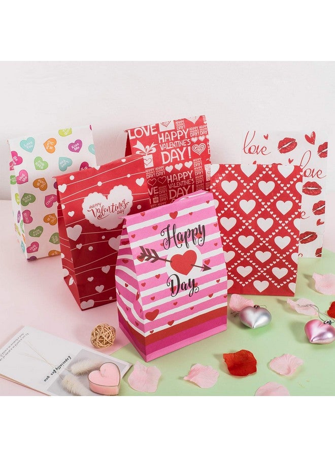 Whaline 60 Pack Valentine'S Day Paper Gift Bags Heart Love Bags For Valentine Party Favors Classroom Galentines Day Sweetest Day Goodies And Treats - Image 4