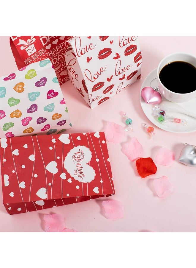 Whaline 60 Pack Valentine'S Day Paper Gift Bags Heart Love Bags For Valentine Party Favors Classroom Galentines Day Sweetest Day Goodies And Treats - Image 3