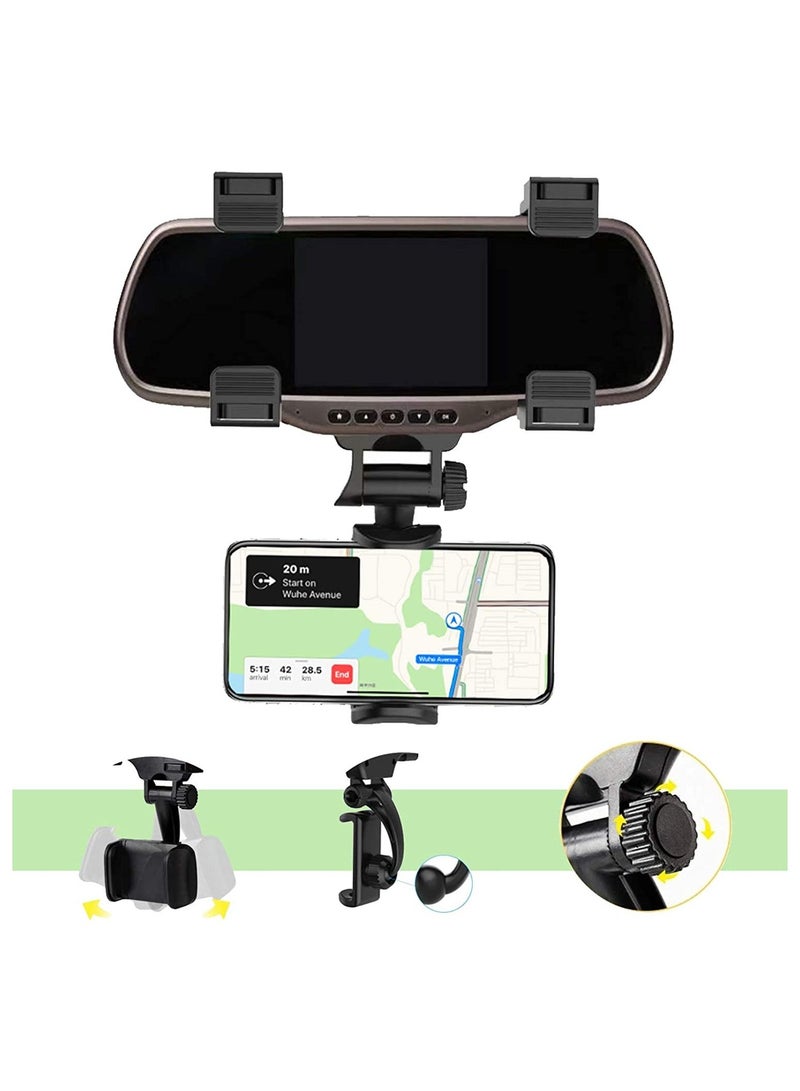Car Rearview Mirror Mobile Phone Stands Navigation Bracket Adjustable Telescopic Mobile Phone Holder - Image 1