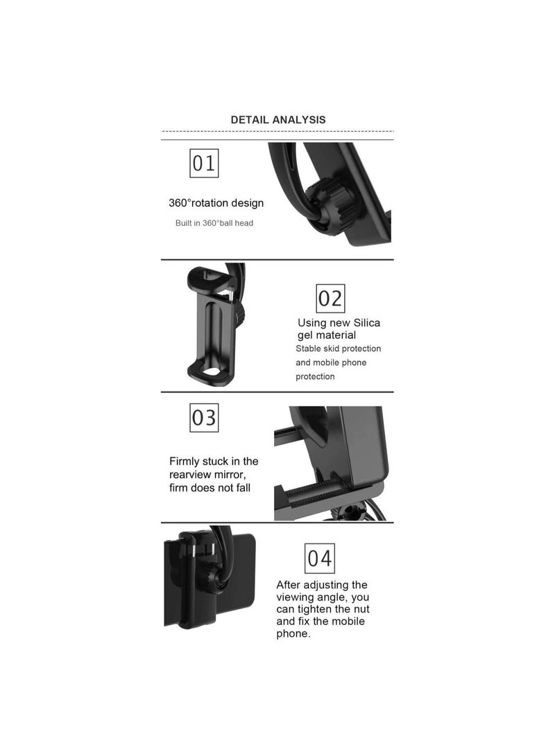 Car Rearview Mirror Mobile Phone Stands Navigation Bracket Adjustable Telescopic Mobile Phone Holder - Image 4
